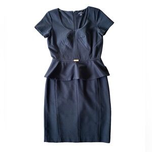 Ann Taylor petite black short sleeve peplum dress, size 0P